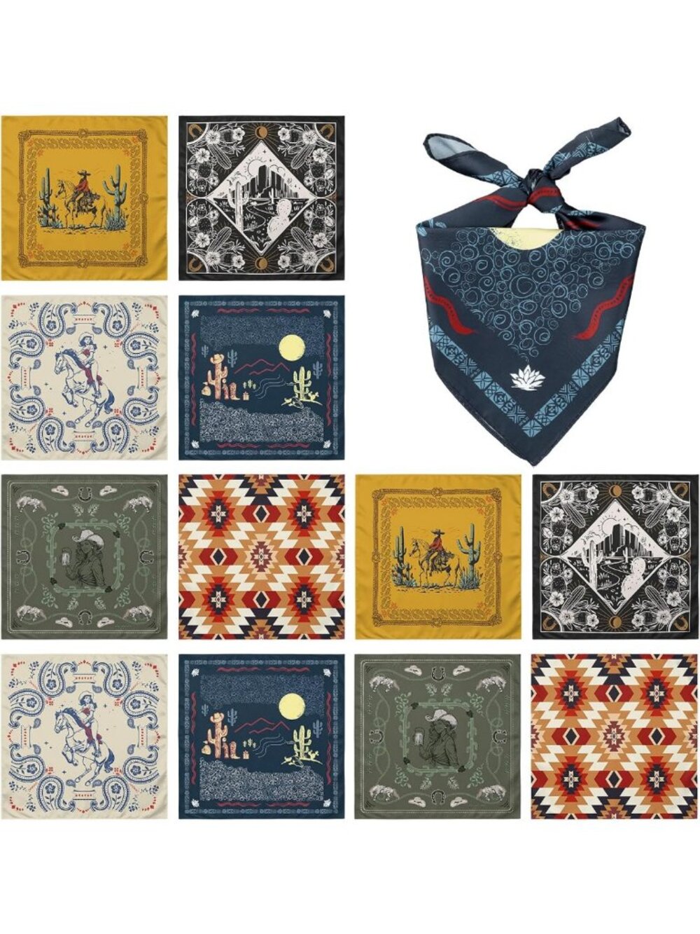 Western Cowgirl Bandanas Set - 6/12 Pcs, Perfect Gifts for Country Lovers